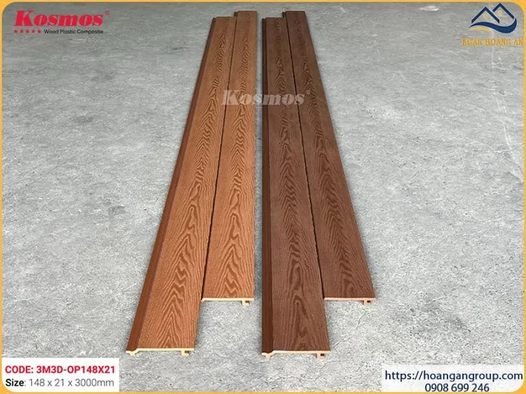 Ốp Trần Ban Công Gỗ Nhựa Ngoài Trời Kosmos 3DOP148X3M Light Wood